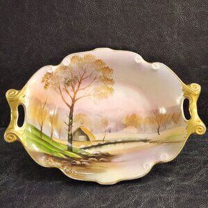 Vintage Noritake Country Scene Bowl with Handles Japan